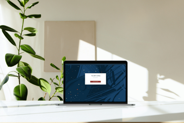 Laptop with GiftCultivate welcome page on the screen